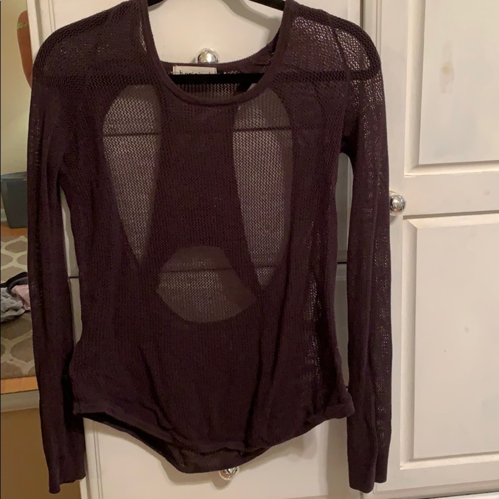 Open back mesh sweater